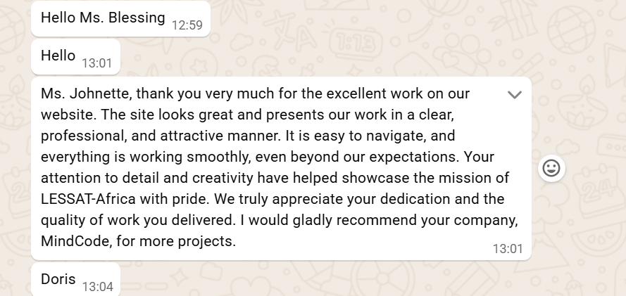 Lessat-Africa testemonial